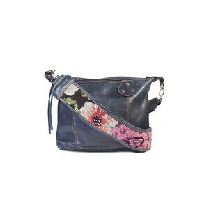 Maria's Blue Leather Artisan Shop Crossbody Bag